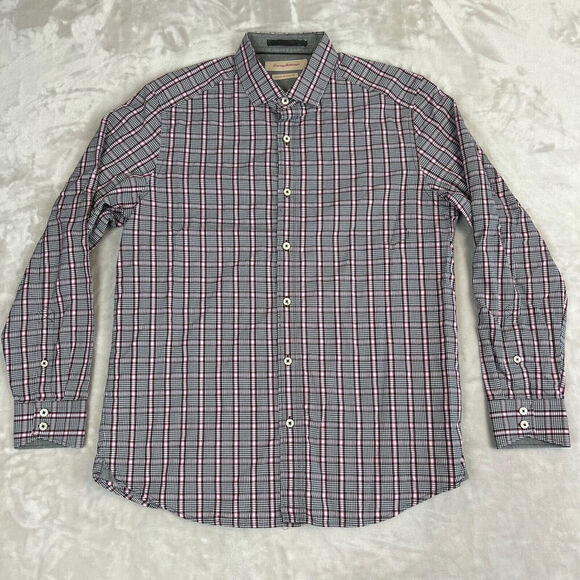 Tommy Bahama Shirt Mens Medium Plaid Island Modern Fit Button Up Preppy Vacation - Picture 2 of 8